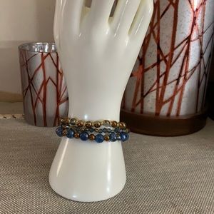 Blue Agate Handmade Stretch Bracelet Set